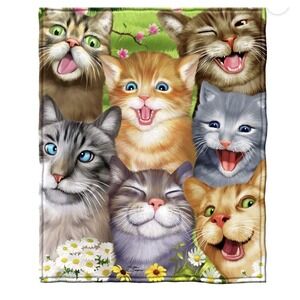 Crazy Cats Throw Blanket Fleece Soft Cuddly Kitties Lap Blanket